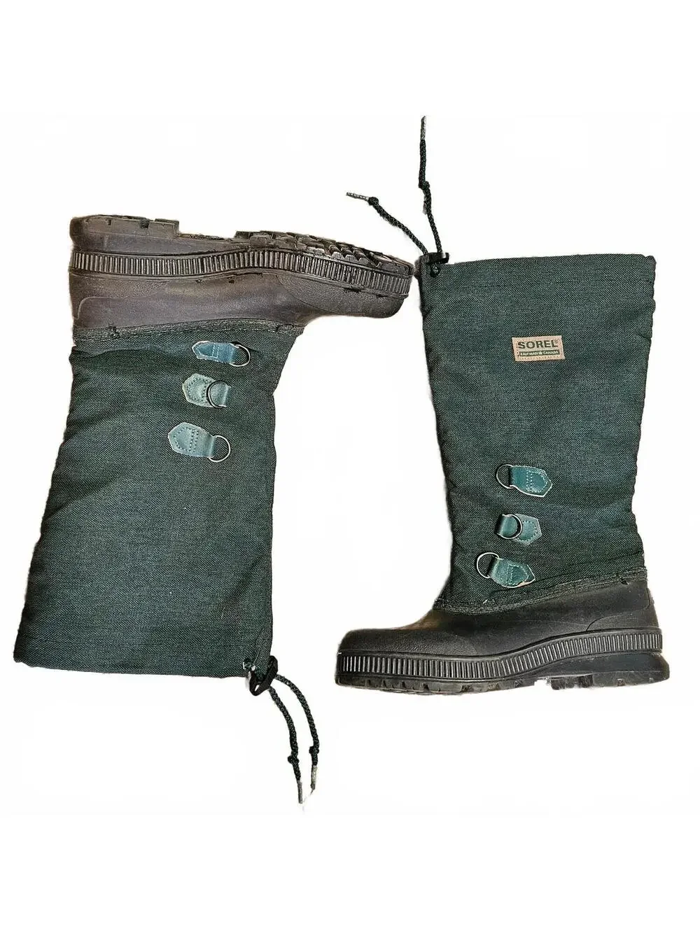 Sorel Women's Sz 7 Kaufman Canadian Winter Snow Boots Green Rubber Duck Lace Up